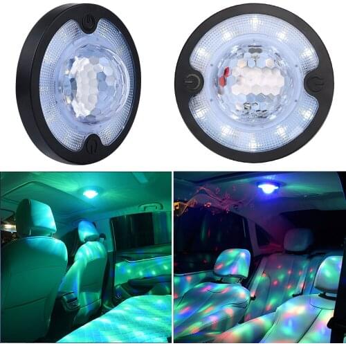 Voice Control Rhythm Atmosphere Light Disco Magic Stage Effect Lights Roof Magnet Ceiling Lamp LED Car Interior Reading Light