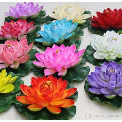 17CM Diameter Artificial Lotus Simulation Lotus PU Lotus Flower floating water Home garden fish tank Decorations supplies