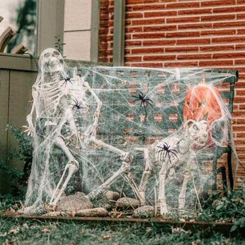 Artificial Spider Web Halloween Decoration Scary Party Scene Props White Stretchy Cobweb Horror House Home Decora Accessories