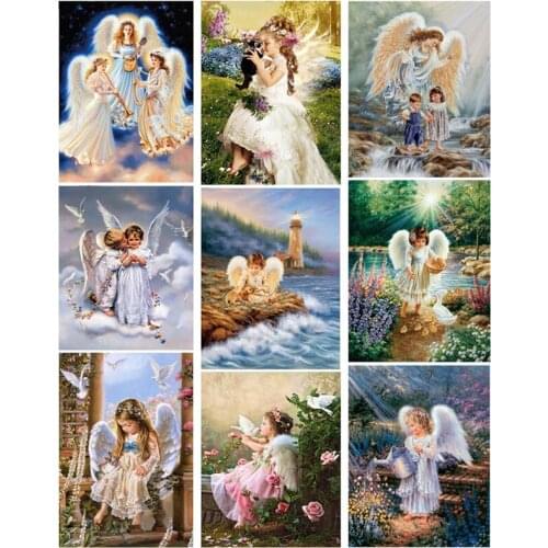 5d Diy Diamond Painting Angel Girl Picture Landscape Cross Stitch Full Diamond Mosaic Diamond Embroidery Wall JK