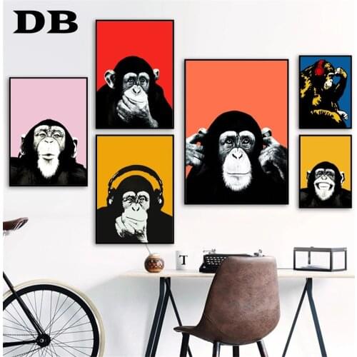 Graffiti Cute Monkey Canvas Paintings Colorful Printed Poster And Prints Painting Wall Pictures For Living Room Home Decorations