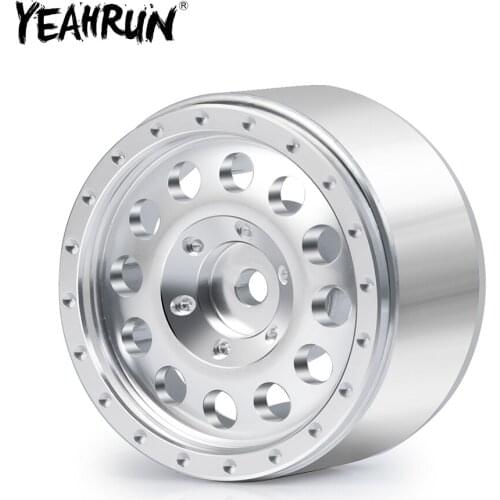YEAHRUN 4Pcs Metal 1.0inch Beadlock Wheel Rims Hubs for Axial SCX24 90081 1/24 RC Crawler Car Truck Upgrade Parts Accessories