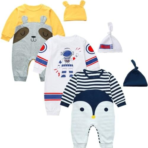 Toddler Boys Girls Rompers Kids Baby Christmas Costume Santa Claus Red Jumpsuits + Hats 2pcs Cotton Outfits For Newborn 0-24M