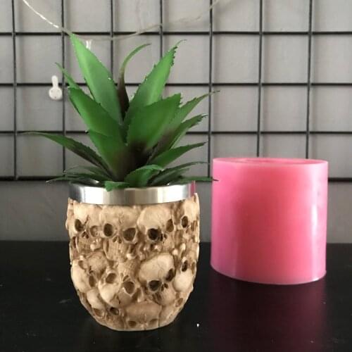 Epoxy Resin Cup Silicone Pot Molds Desktop Decorating Skull Plaster Clay Craft Cement Vase Mould Round Candlestick Making Tool