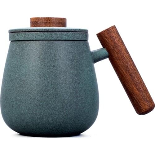 Black Tea Mugs Ceramic Wood Handle Cute Gift Eco Friendly Travel Mug Reusable Coffee Filizanki Do Kawy Ceramic Mugs EA60MK