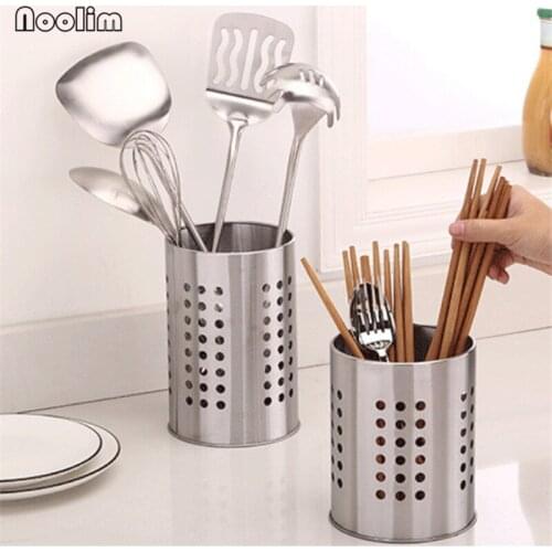 Stainless Steel Kitchen Chopsticks Holder Spoon Fork Spatula Drainer Flatware Caddy Cutlery Organizer Tableware Storage Rack