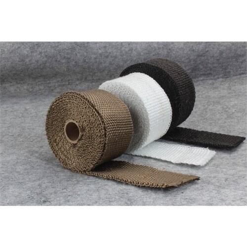 5cm*5M 10M Titanium/Black Exhaust Heat Wrap Roll for Motorcycle Fiberglass Heat Shield Tape with Stainless Ties