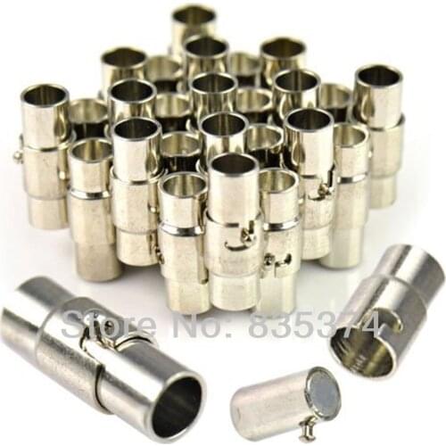 100pcs Imitation Rhodium plated magnetic clasp with safety lock ending 17*8mm Inner hole 6mm