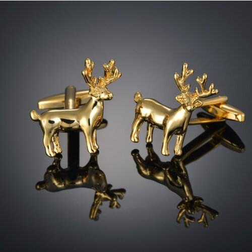 Fashion deer Cufflinks French long sleeve shirt with studs and Cufflinks