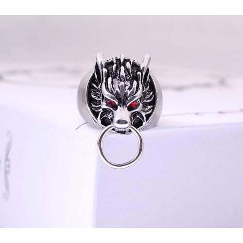 Trendy Mens Domineering Dragon Ring Red Rhinestones Retro Hip Hop Fashion Single Product Ring Jewelry Holiday Gift Dropshipping