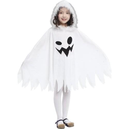 Child Kids Toddlers White Ghost Cloak Halloween Costumes for Girls Elf Fairy Cape Cosplay Role Play Fancy Dress