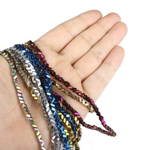 Natural Stone Hematite 3mm Colorful Plating Cut Triangle Loose Beads Fashion Jewelry DIY Necklace Bracelet Earrings Accessories
