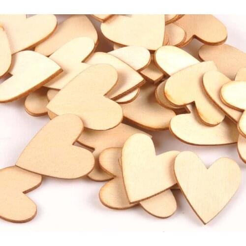 Heart Unfinished Wooden Ornament For Home Decor DIY Crafts Scrapbook Accessories Handmade Wood Slices 50pcs 28x25mm m0468