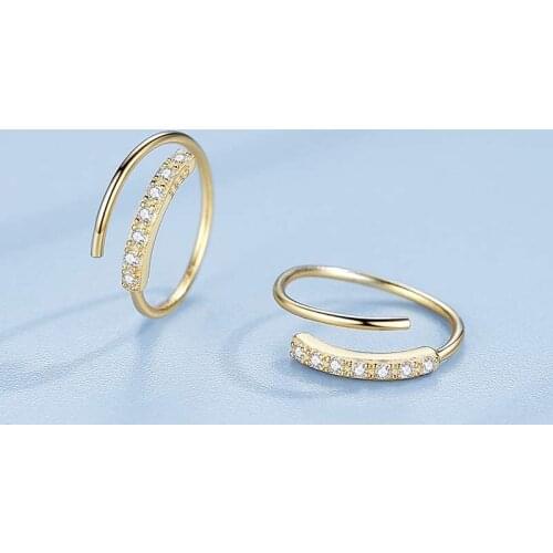 New Fashion Rotating Thin Minimal Stud Earrings For Women Shiny Micro Crystal Golden Geometric Earring Piercing Stud Accessories