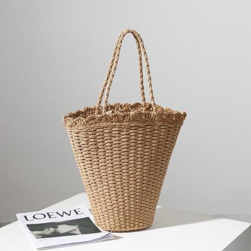 2021 new fan-shaped straw woven bag shoulder portable woven bag seaside vacation beach bag large capacity