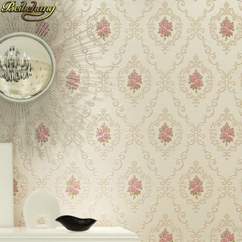 Beibehang Garden flowers Damascus fine floral wallpaper 3D carving European pastoral bedroom living room Korea wall paper roll