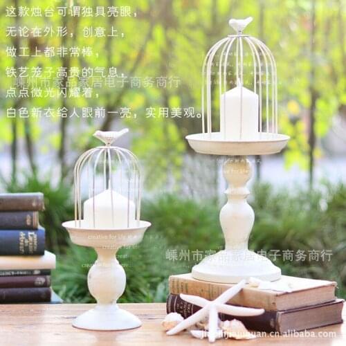 Wholesale furniture Decoration Iron Candle Holders Candlestick Bracken flowers with base