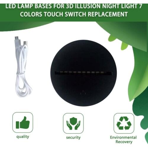 LED Lamp Bases for 3D Illusion Night Light 7 Colors Touch Switch Replacement Base for 3D Table Desk Lamps