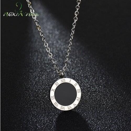 Nextvance Silver Color Number Letter Shell Neckalce 3 Tones Geometric Round Pendant Necklaces Birthday Gift Collares