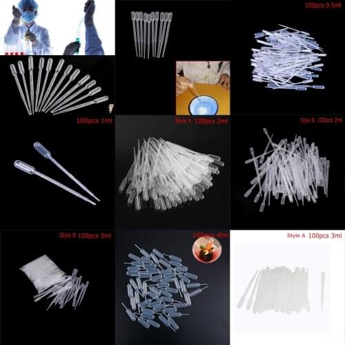 100PCS/Lot 1ML Transparent Pipettes Disposable safe Plastic Eye Dropper Transfer Graduated Pipettes Eye for School Lab Supplies