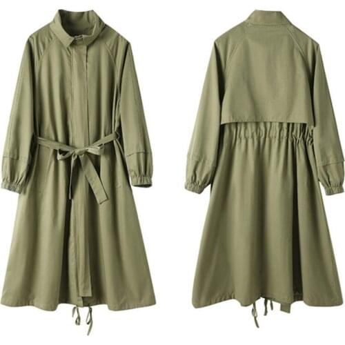 Women Autumn Coat Fashion Loose Spring Trench Coat Femme Casual Zipper Long Sleeve Solid Color Long Windbreaker PR057