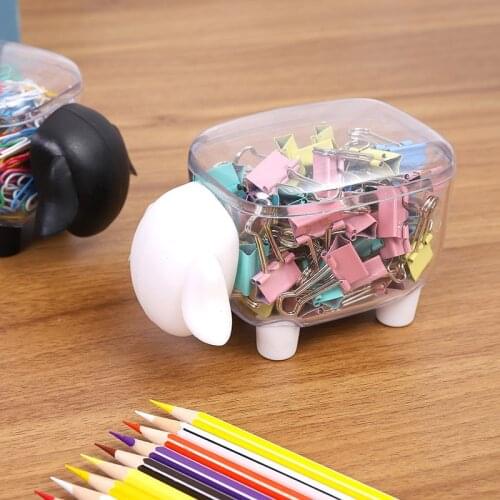 Mini Plastic Cotton Swab Storage Boxes Sheep Creative Organizer Office Desk Storage Case Dust-proof lid can be removed Organizer