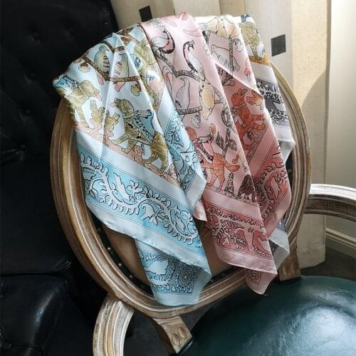 2020 70x70 INS Bird Multipurpose women Silk twill scarf Satin square tie Hairband ladies foulard femme towel bufanda shawl