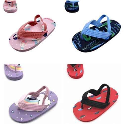 1pair Toddler Light Soft Slip Slippers Lovely Cartoon Tightness Beach Shoes for Kids Boys Girls EVA Slippers and sandals