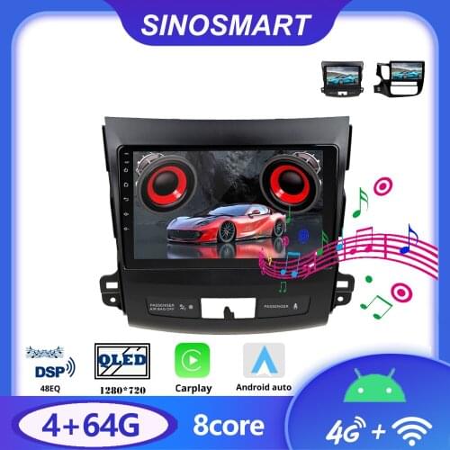 Sinosmart 8 Core,DSP 48EQ Car GPS Navigation Radio for Mitsubishi Outlander 2008-2019 2din 2.5d IPS
