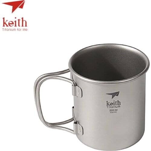 Keith Titanium Folding Water Mugs Drinkware Outdoor Camping Cups No Lid Ultralight Portable Outdoor Travel Mug 40g 220ml