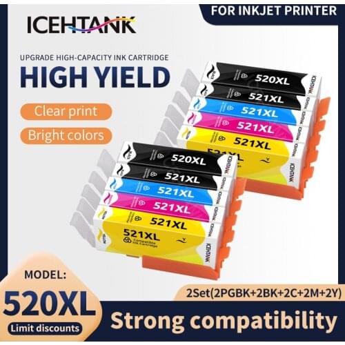 Icehtank Compatible Ink Cartridge for Canon PGI520 CLI521 for PIXMA IP3600 IP4600 IP4700 MX860 MX870 MP540 PGI-520 PGI 520