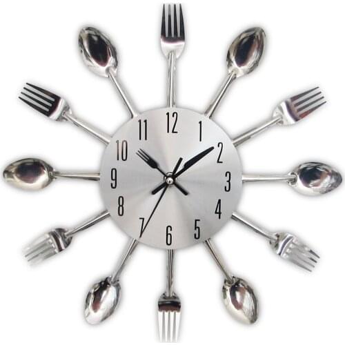 Cutlery Kitchen Wall Clock Spoon Fork Kitchen Quartz Wall Mounted Clocks Modern Design Decorative Horloge Murale Hot Sale Klock