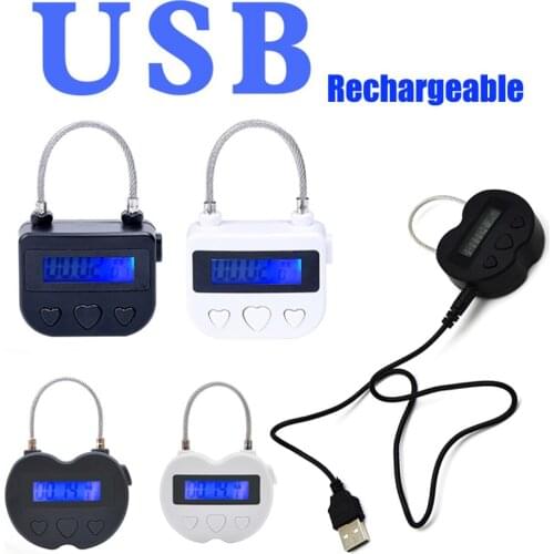 USB Rechargeable Time Lock For Fetish Handcuff Mouth Gag Restraint Electronic Timer Adult Game Bdsm Bondage Chastity LockSex Toy