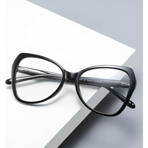 Retro glasses frame women cat eye eyeglasses Large transparent clear eye glasses frames for women plastic spring leg RW2011