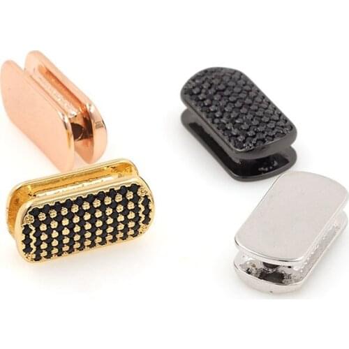 Gold And Silver Micro Pavé CZ Zircon Cubic Zirconia Beads, Rectangular Jewelry, DIY Personalized Bracelet,8.9x16.7x5.6mm