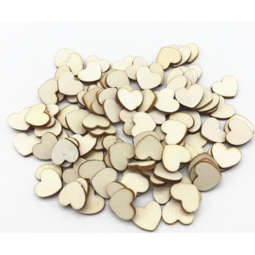 100pcs 15X13mm Blank Wood Heart Slices Wedding DIY Scatter Craft Toppers Natural Chips Cardmaking Scrapbook Confetti