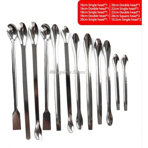 12Pcs Stainless Steel Lab Spoon Spatula Laboratory Sampling Spoon Mixing Spatula