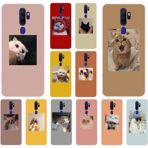 18AS Cute cat Soft Silicone Back Cover Case for OPPO A5 A9 2020 A1K A5S A7 AX7 A11X cover funda