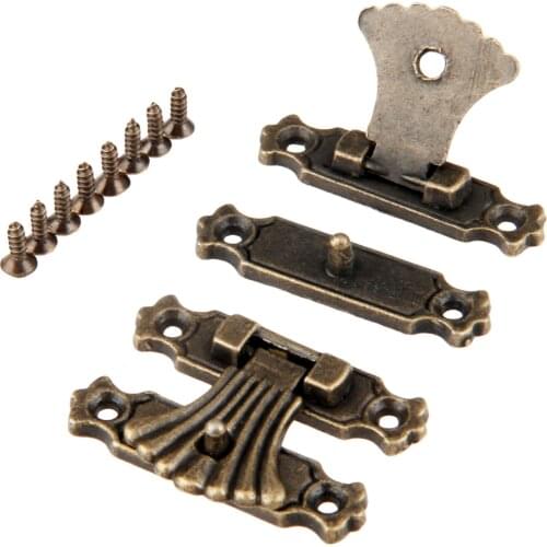 2Pcs Hasps Antique Bronze Jewelry Wooden Box Case Toggle Hasp Latch Vintage Hardware Furniture Accessories With Screws 37*27mm