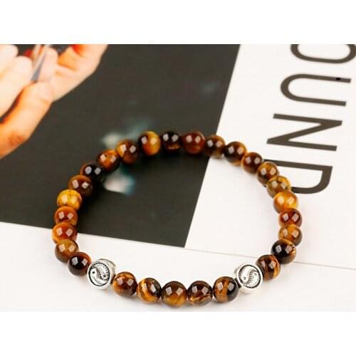 2020 Tiger Eye 6mm Stone Beads Tai Chi Bracelet Homme Women Handmade Classic Men Malachite Prayer Bangles Meditation Jewelry