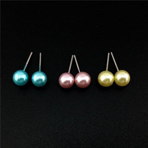 3 Candy Colors Sell by Lot New Arrival Fashion Cute Romantic Small Round Simulated-pearl Stud Earrings