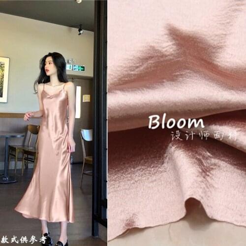 50cm*145cm/Piece,Champagne Bare Powder Water Ripple Yarn Satin Cloth,Dress Curtain Decoration Fabric,DIY Handmade Material