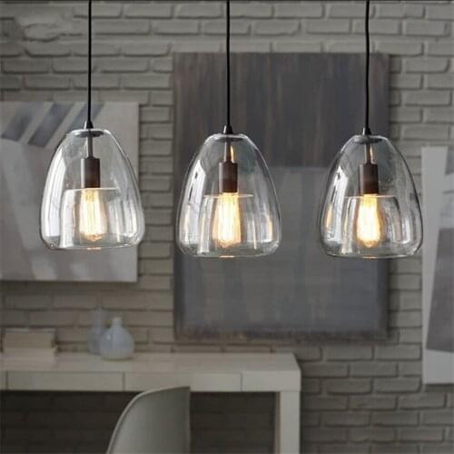 American Village Double Glass Shade Pendant Lights Industry Retro Loft Restaurant Bar Cafe Dining Single Hanging Lamps Fixtures