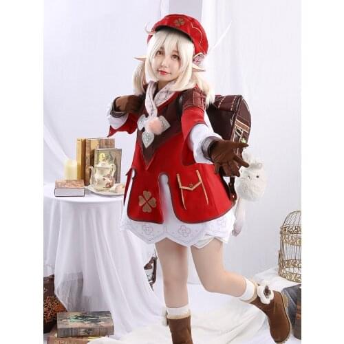 Anime Genshin Impact Klee Keli Lolita Dress Lovely Uniform Cosplay Costume Halloween Suit For Women Girls Outfit New 2020