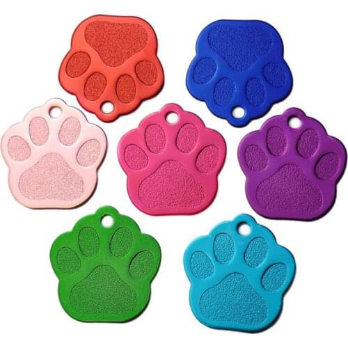 Free Shipping Aluminium Alloy Mix Colors 33*35MM 200 Pcs/ Lot Fashion Pet Tags Dog Paw shape Pet ID Tags Dog Name tags