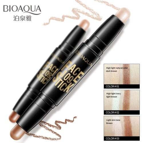 BIOAQUA Face Makeup Concealer Pen Multi effect Double Head 3D Bronzer Highlighter Stick Texture Contour Pencil Foundation