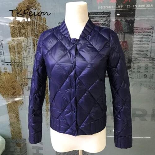 Womens Bomber Jackets Light Thin Style 2019 Spring Autumn Female Fashion Coats Warm Duck Down V-neck Ladies Short Jacket Coat