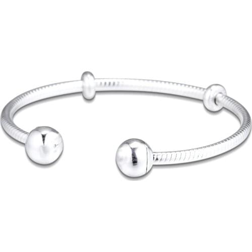 CKK Silver 925 Jewelry Moments Snake Chain Style Open Bangle For Women Gift Sterling Silver Original Bracelet