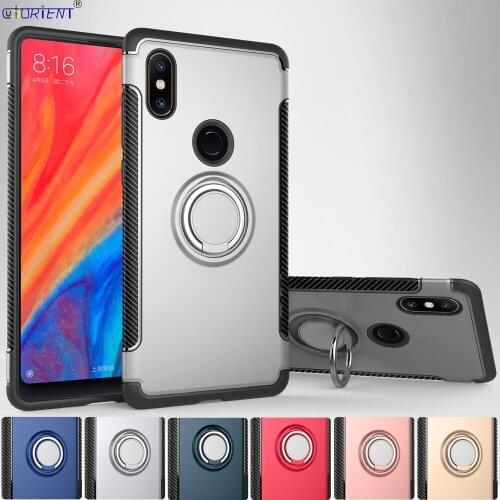 Finger Ring Case for Xiaomi Mi MIX 2S Stand Phone Cover Xiomi Xaomi Mi MIX2S 2 S Soft TPU and Hare PC Hybrid Shockproof Cases