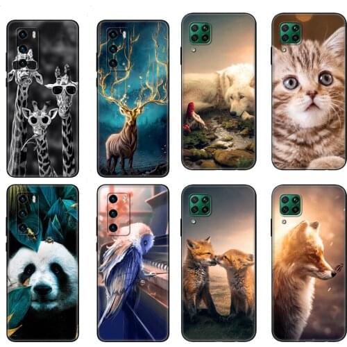 Black tpu Case For Huawei P30 Lite P30 Pro P40 Case For Huawei P40 LITE E P Smart 2020 Case Cover funy Animal cartoon Coque